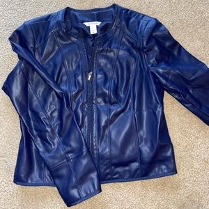 Navy Blue Leather Jacket